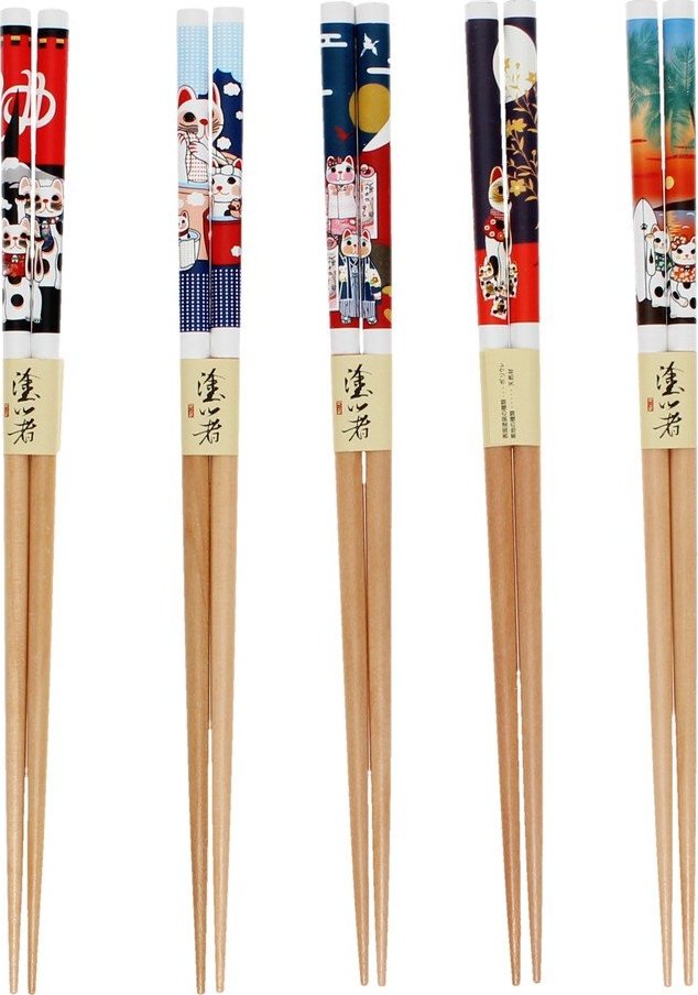 Dřevěné hůlky v sadě 5 ks v přírodní barvě Beckoning Cats – Rex London Rex London