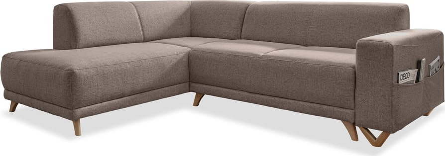 Hnědá rozkládací/s úložným prostorem rohová pohovka (levý roh/do L) Classy Sophie – Miuform Miuform