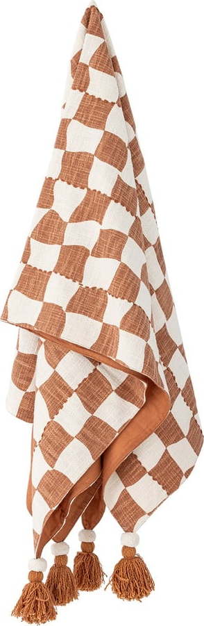 Hnědá/béžová bavlněná deka 130x150 cm Chola – Bloomingville Bloomingville