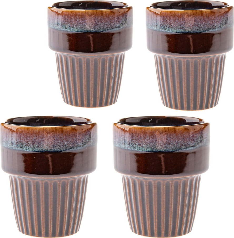 Hnědé šálky v sadě 4 ks na espresso z kameniny 100 ml Tone – Dakls Dakls
