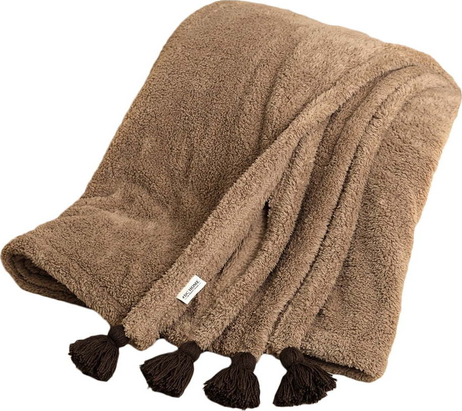Hnědý přehoz z mikroplyše 160x200 cm Puffy – Mijolnir Mijolnir