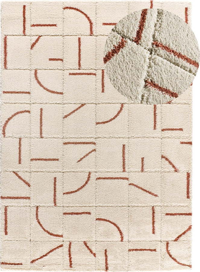 Koberec v cihlové a krémové barvě 133x190 cm Brenda – Universal Universal