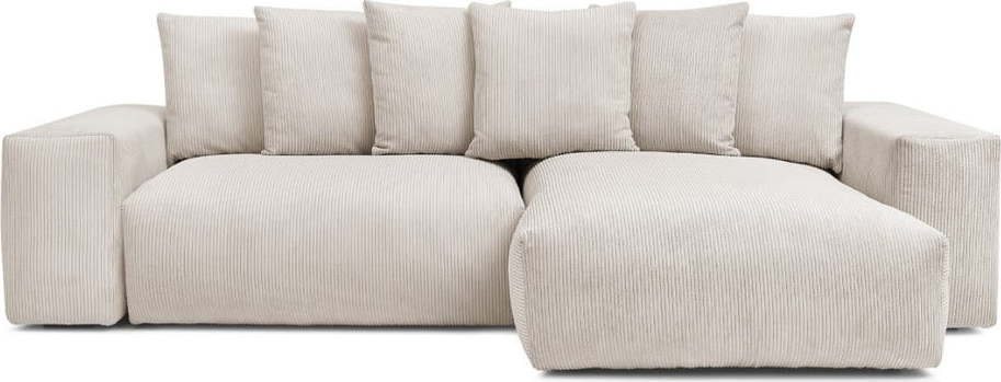 Krémová manšestrová rozkládací/s úložným prostorem rohová pohovka Voltaire – Bobochic Paris Bobochic Paris