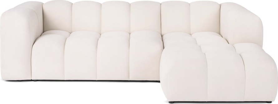 Krémová sametová rohová pohovka (pravý roh/s lenoškou) Cube – Bonami Selection Bonami Selection