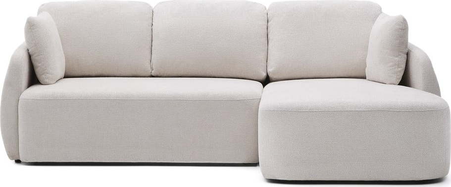 Krémová žinylková rozkládací rohová pohovka (pravý roh/s lenoškou) Laira – Kave Home Kave Home