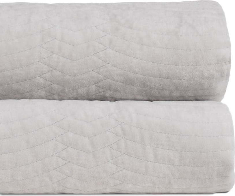 Krémový sametový prošívaný přehoz 230x260 cm – Ixia Ixia