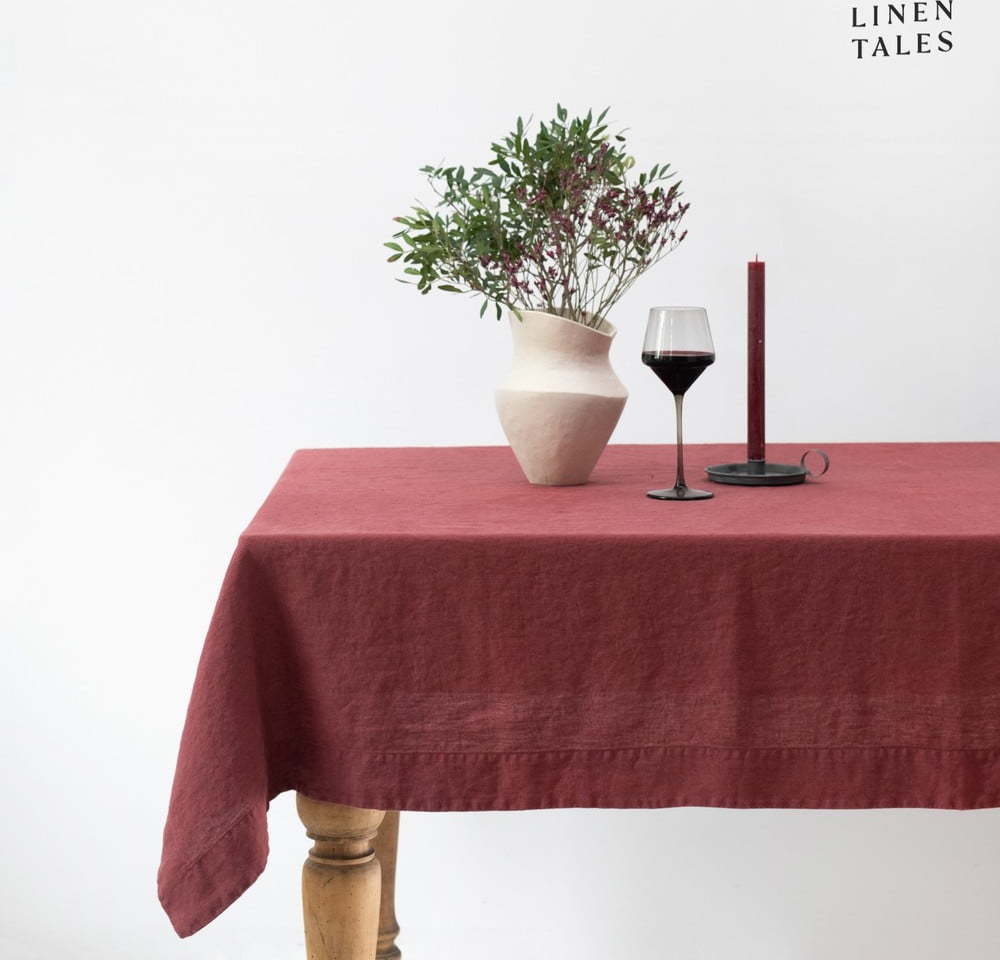 Lněný ubrus 140x140 cm Marsala – Linen Tales Linen Tales
