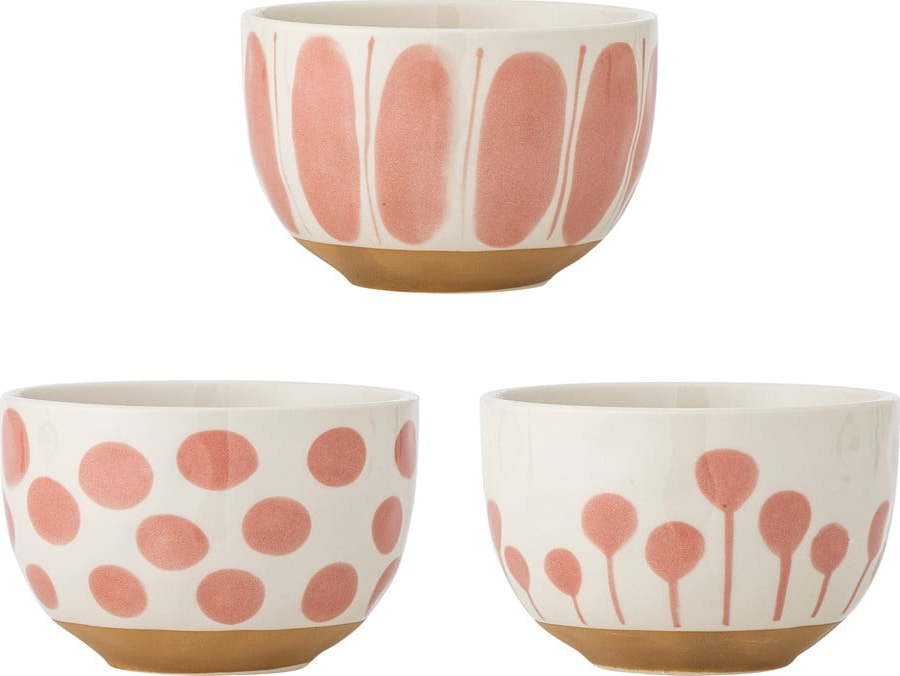 Misky v sadě 3 ks z kameniny v lososové barvě/krémové 500 ml Linora – Bloomingville Bloomingville