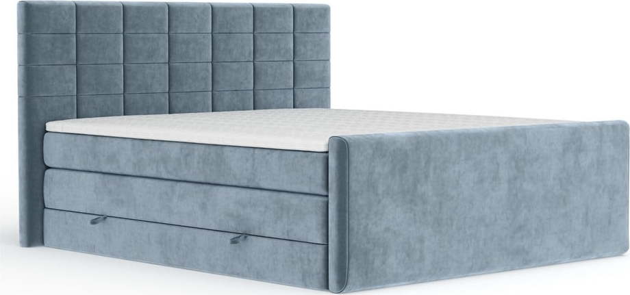 Modrá boxspring postel s úložným prostorem 140x200 cm Ava – Maison de Rêve Maison de Reve