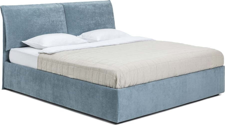 Modrá čalouněná dvoulůžková postel s úložným prostorem s roštem 180x200 cm Thessa Pillow – Bonami Selection Bonami Selection