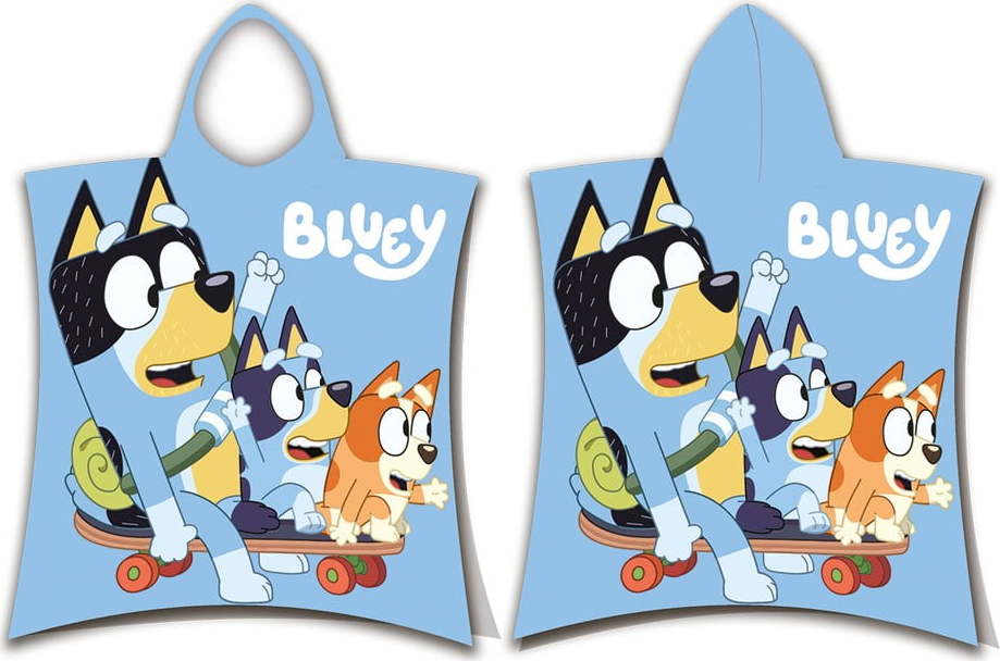 Modré bavlněné dětské pončo velikost 3-8 let Bluey Skate – Jerry Fabrics Jerry Fabrics