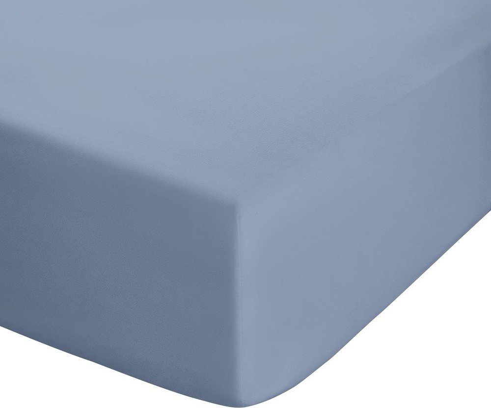 Modré napínací perkálové prostěradlo 135x190 cm Easy Iron Percale – Catherine Lansfield Catherine Lansfield