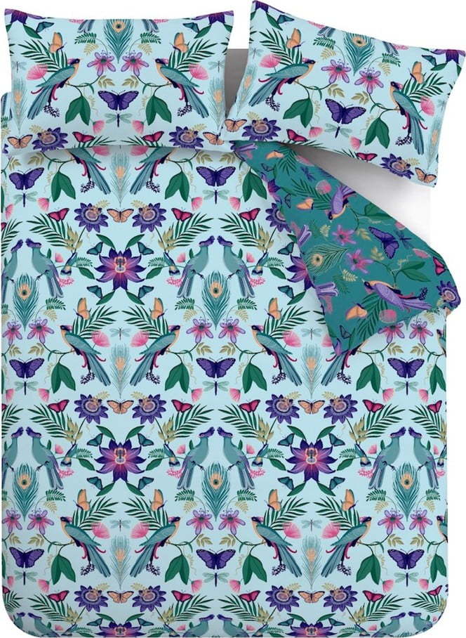 Modré povlečení na dvoulůžko/prodloužené 230x220 cm Mya Tropical Floral – Catherine Lansfield Catherine Lansfield