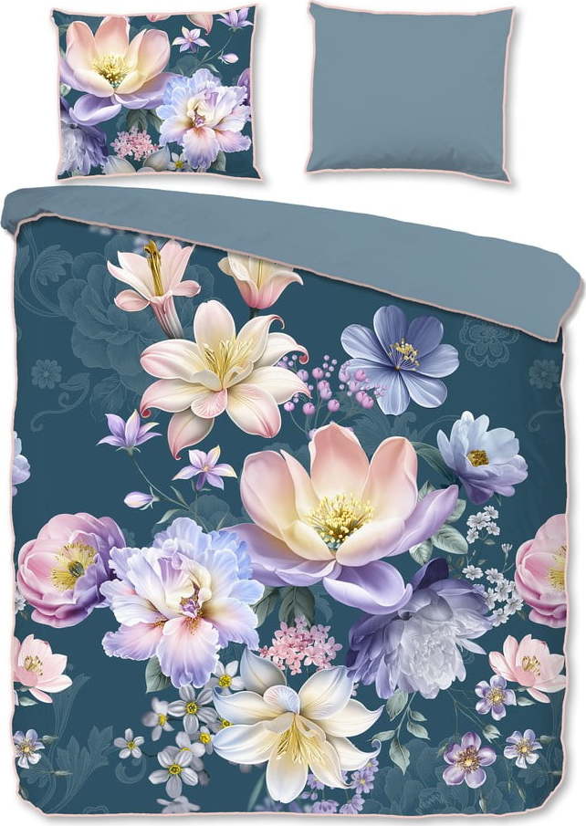 Modré povlečení na dvoulůžko/prodloužené z bavlněného saténu 200x220 cm Mirery – Descanso Descanso