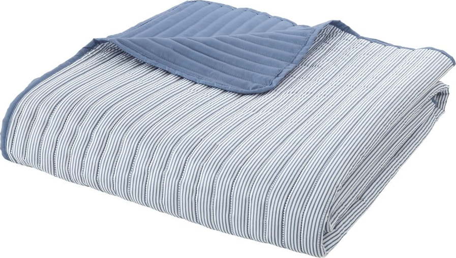 Modrý prošívaný přehoz 220x230 cm Stripe – Catherine Lansfield Catherine Lansfield