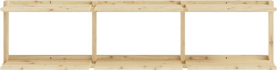 Nástěnná knihovna z borovicového dřeva v přírodní barvě 192x47