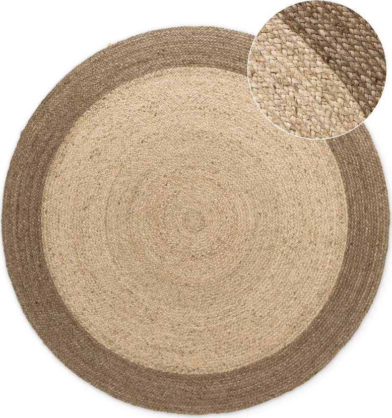 Oboustranný/ručně tkaný jutový kulatý koberec šedobéžový ø 200 cm Jutta Greige – Hanse Home Hanse Home