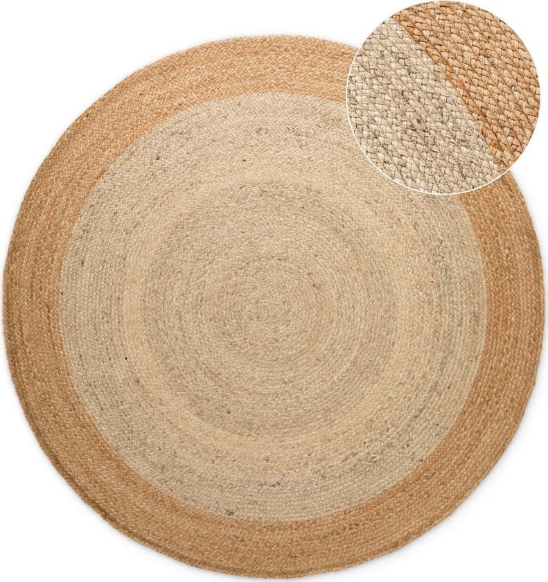 Oboustranný/ručně tkaný jutový kulatý koberec slonovinový ø 120 cm Jutta Ivory – Hanse Home Hanse Home