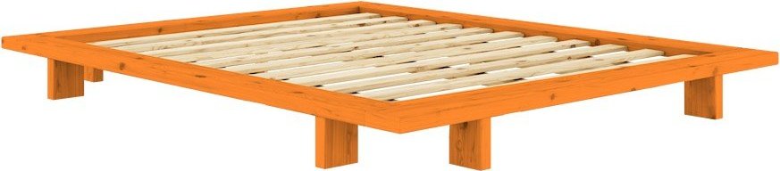Oranžová dvoulůžková postel z borovicového dřeva bez čela s roštem 180x200 cm Japan – Karup Design Karup Design