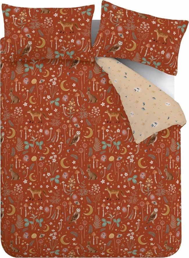 Povlečení na dvoulůžko/prodloužené v cihlové barvě 230x220 cm Enchanted Twilight Animals – Catherine Lansfield Catherine Lansfield