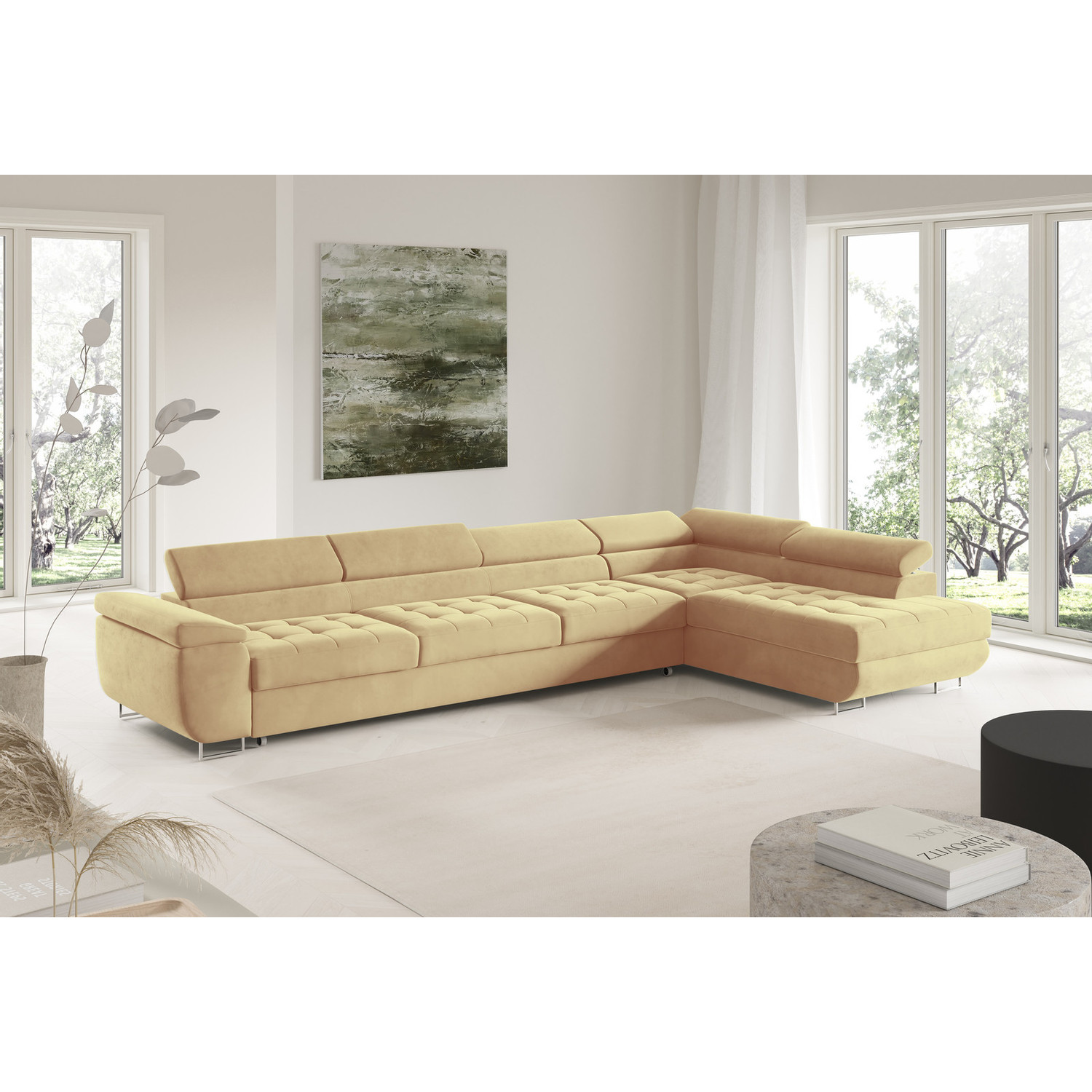 Rohová rozkládací sedací souprava BENJAMIN 155 XL Pravá Žlutá SG nabytek