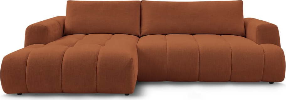 Rozkládací/s úložným prostorem rohová pohovka v cihlové barvě (levý roh/s lenoškou) Fuji – Bobochic Paris Bobochic Paris