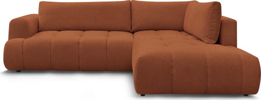 Rozkládací/s úložným prostorem rohová pohovka v cihlové barvě (pravý roh/do L) Fuji – Bobochic Paris Bobochic Paris