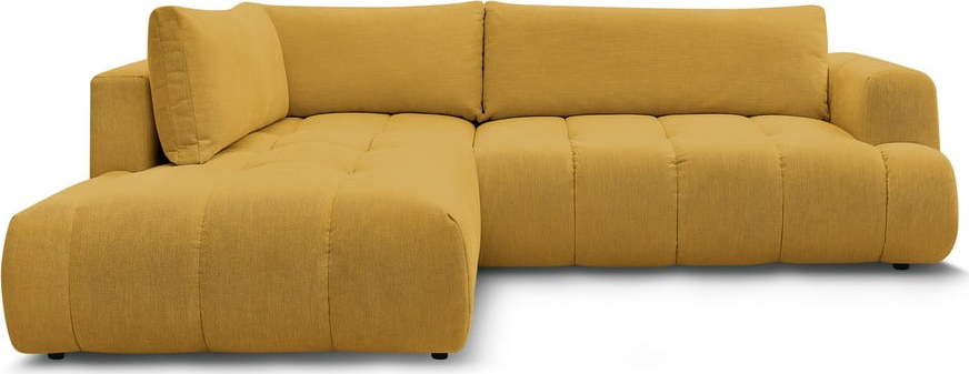 Rozkládací/s úložným prostorem rohová pohovka v hořčicové barvě (levý roh/do L) Fuji – Bobochic Paris Bobochic Paris