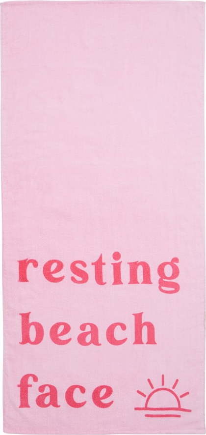 Růžová froté bavlněná plážová osuška 76x160 cm Resting Beach Face – Sassy B Sassy B