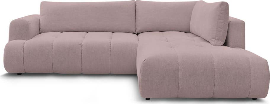 Růžová rozkládací/s úložným prostorem rohová pohovka (pravý roh/do L) Fuji – Bobochic Paris Bobochic Paris