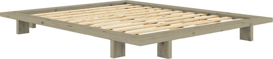 Šalvějově zelená dvoulůžková postel z borovicového dřeva bez čela s roštem 180x200 cm Japan – Karup Design Karup Design