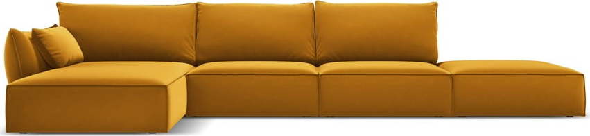 Sametová rohová pohovka v hořčicové barvě (levý roh/s lenoškou) Vanda – Mazzini Sofas Mazzini Sofas