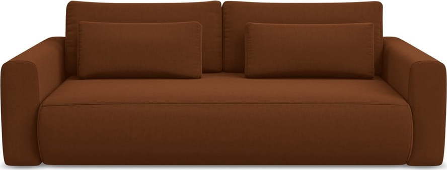 Sametová rozkládací/s úložným prostorem pohovka v terakotové barvě 238 cm Kapua – Makamii Makamii