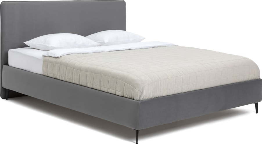 Šedá čalouněná dvoulůžková postel s roštem 160x200 cm Noira Slim – Bonami Selection Bonami Selection