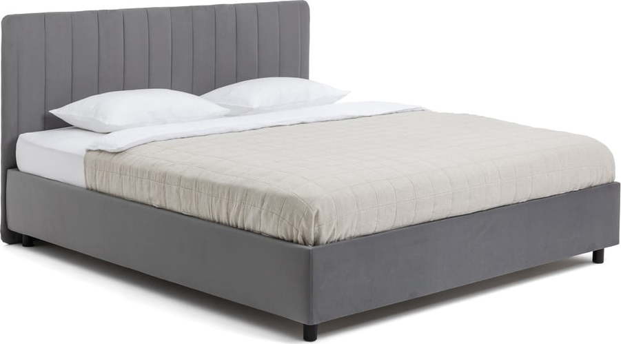 Šedá čalouněná dvoulůžková postel s úložným prostorem s roštem 160x200 cm Myra Slim Line – Bonami Selection Bonami Selection