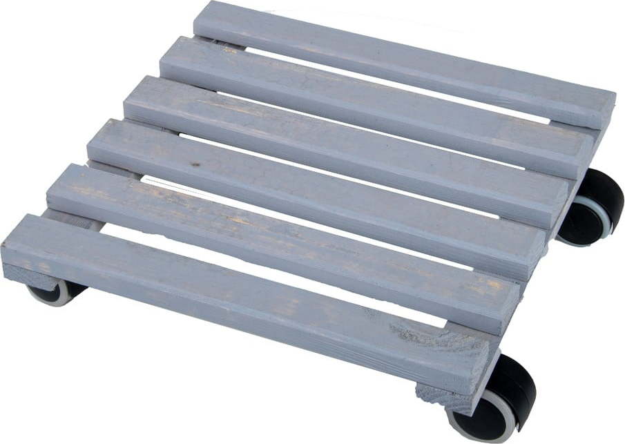 Šedá dřevěná pojízdná podložka pod květináč Esschert Design