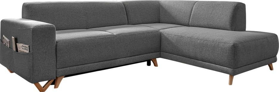 Šedá rozkládací/s úložným prostorem rohová pohovka (pravý roh/do L) Classy Sophie – Miuform Miuform