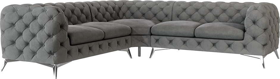 Šedá sametová rohová pohovka Chelsea – Ropez Ropez