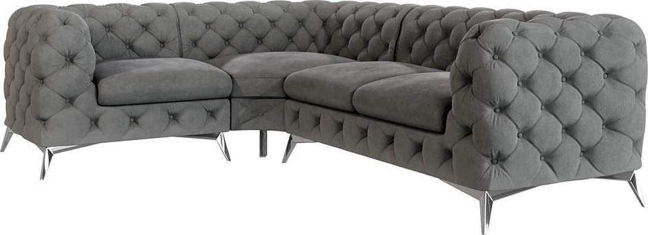 Šedá sametová rohová pohovka (levý roh/do L) Chelsea – Ropez Ropez