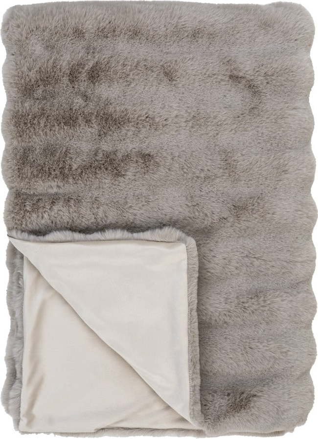 Šedá/béžová deka z umělé kožešiny 130x180 cm Galena – House Nordic House Nordic