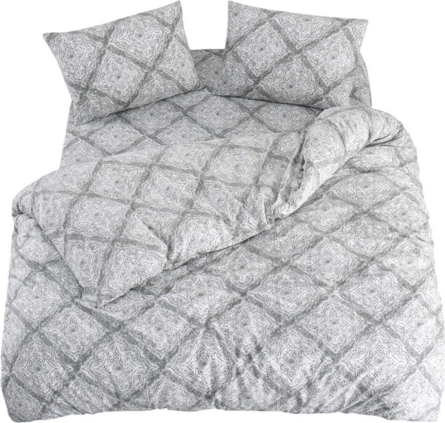 Šedé povlečení na jednolůžko/prodloužené s prostěradlem/3dílné 160x220 cm Geometric – Mila Home Mila Home