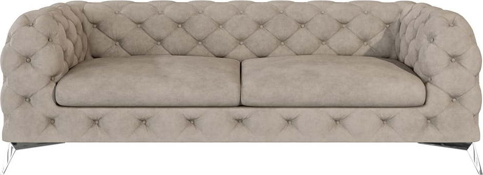 Šedobéžová sametová pohovka 225 cm Chelsea – Ropez Ropez