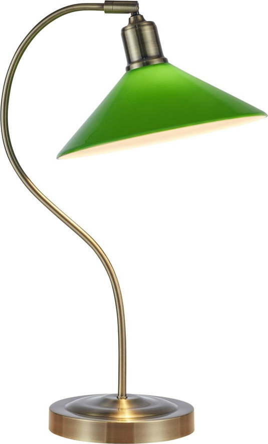 Stolní lampa se skleněným stínidlem v zeleno-mosazné barvě (výška 49 cm) Vela – Markslöjd Markslöjd