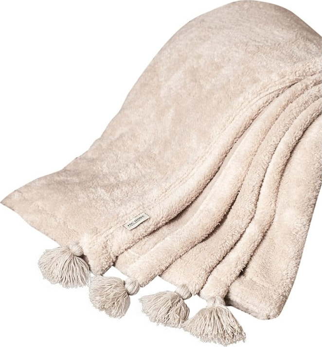 Světle hnědý přehoz z mikroplyše 160x200 cm Puffy – Mijolnir Mijolnir