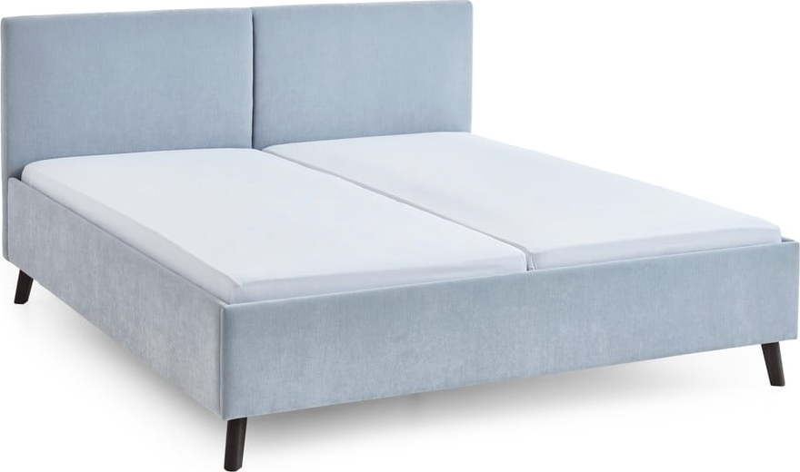 Světle modrá čalouněná dvoulůžková postel s roštem 160x200 cm Piano – Meise Möbel Meise Möbel