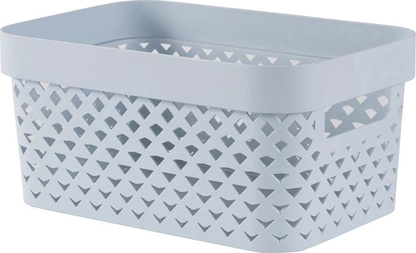 Světle modrý plastový úložný box 26x17