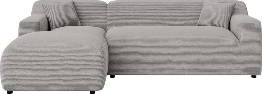 Světle šedá manšestrová rohová pohovka (levý roh/s lenoškou) Martin – Ropez Ropez