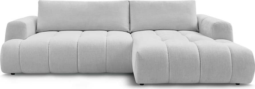 Světle šedá rozkládací/s úložným prostorem rohová pohovka (pravý roh/s lenoškou) Fuji – Bobochic Paris Bobochic Paris