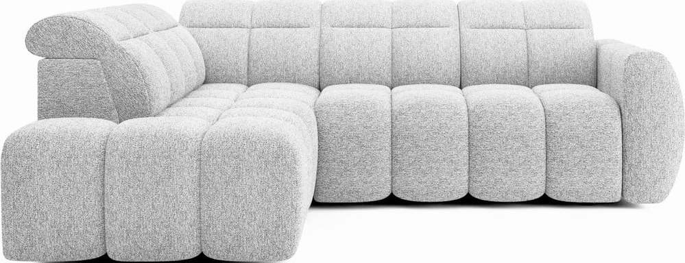 Světle šedá rozkládací/s úložným prostorem rohová pohovka z textilie bouclé (levý roh/do L) Falconn – ELTAP ELTAP