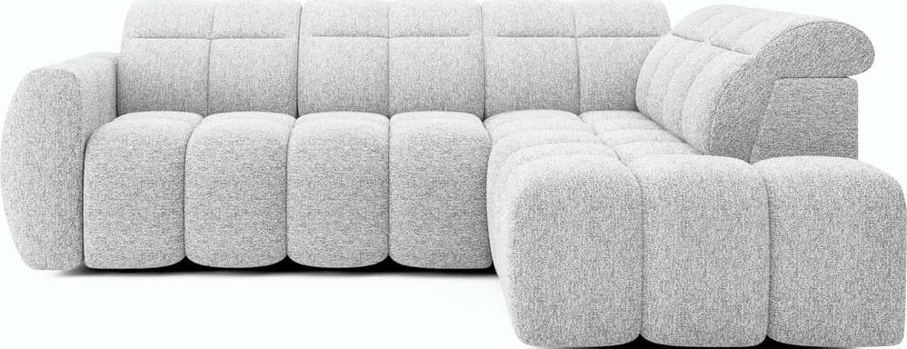 Světle šedá rozkládací/s úložným prostorem rohová pohovka z textilie bouclé (pravý roh/do L) Falconn – ELTAP ELTAP